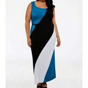 Ashley Stewart Colorful Maxi Dress w/ Waist Tie
